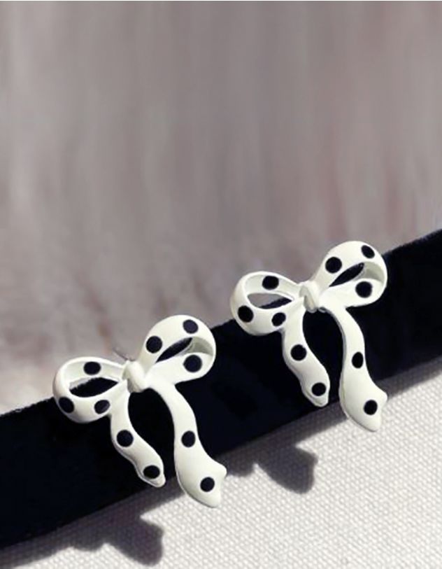 Сережки пусети у вигляді банта у горох | 263385-01-XX - A-SHOP