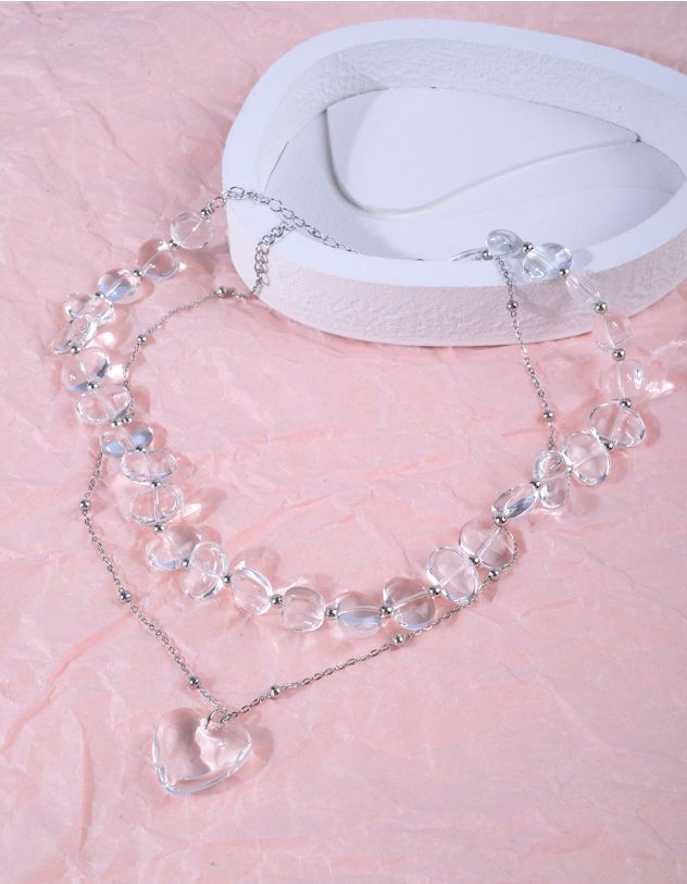 Підвіска на шию з кулоном у вигляді серця з намистом | 266040-01-XX - A-SHOP