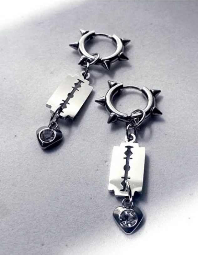 Сережки у вигляді леза з серцем | 266754-05-XX - A-SHOP