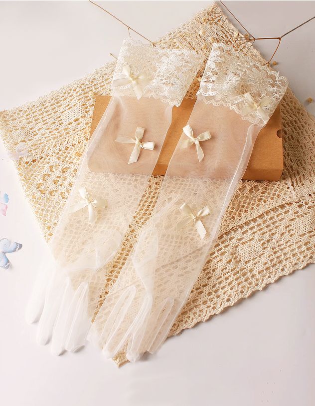 Рукавички мереживні з бантом | 266447-01-XX - A-SHOP