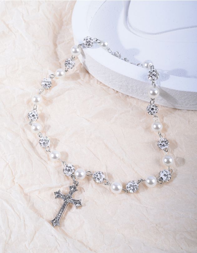 Підвіска на шию із перлин з хрестом | 267499-05-XX - A-SHOP