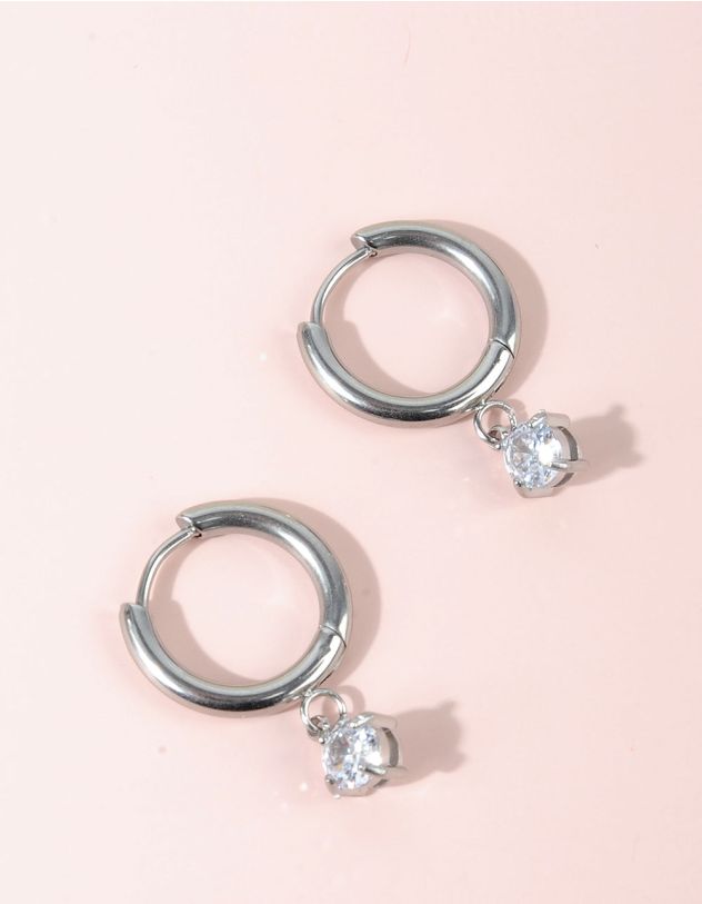 Сережки кільця з кристалами | 258866-06-XX - A-SHOP