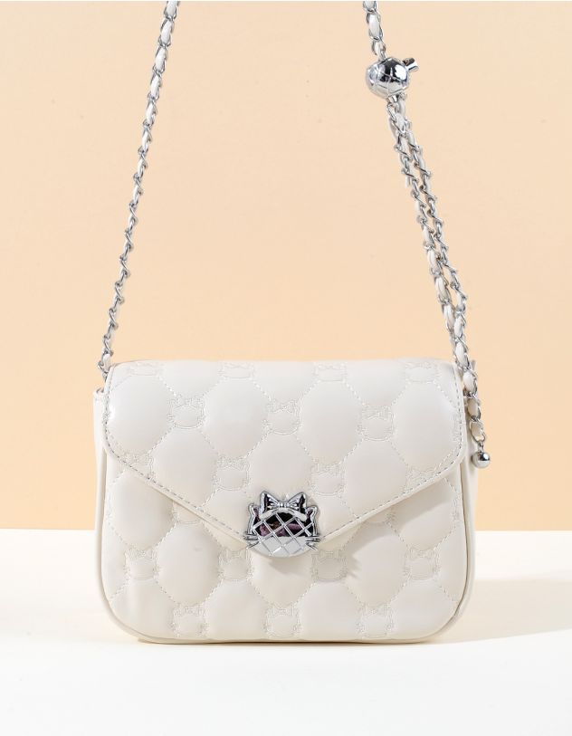 Сумка на ланцюжку з фурнітурою на клапані у вигляді кішки | 262170-40-XX - A-SHOP