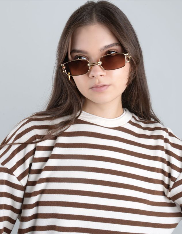 Окуляри сонцезахисні вузькі з фурнітурою на лінзах | 257752-12-XX - A-SHOP