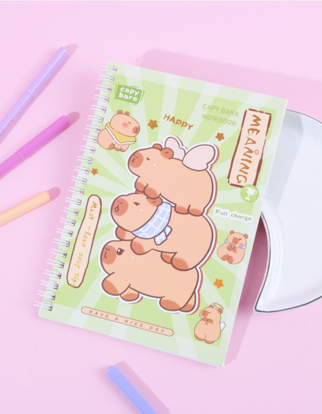 Блокнот у лінію з принтом капібари | 262159-20-XX - A-SHOP