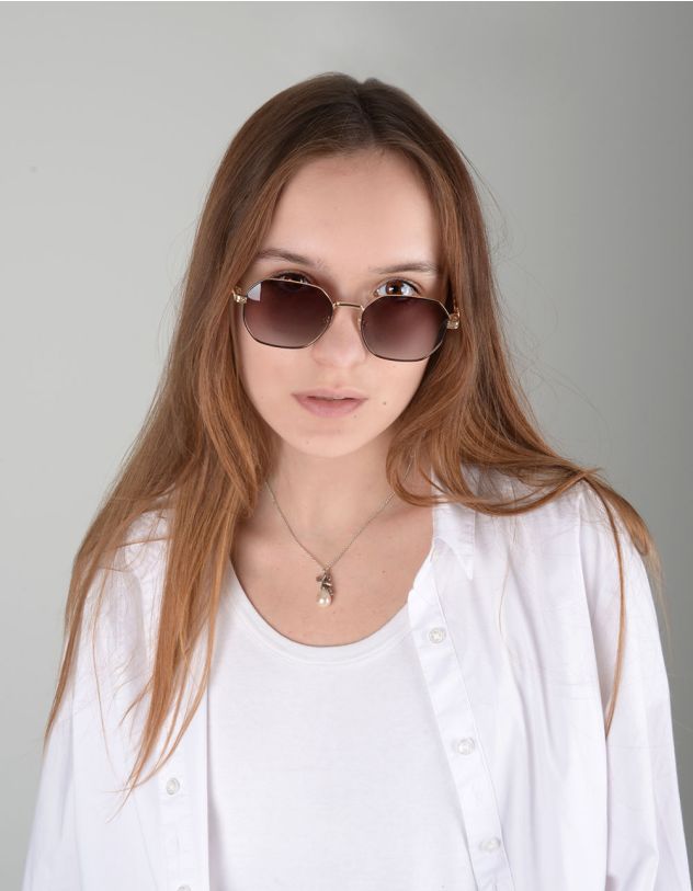 Окуляри від сонця шестикутники з дужками у вигляді ланцюжка | 251470-12-XX - A-SHOP