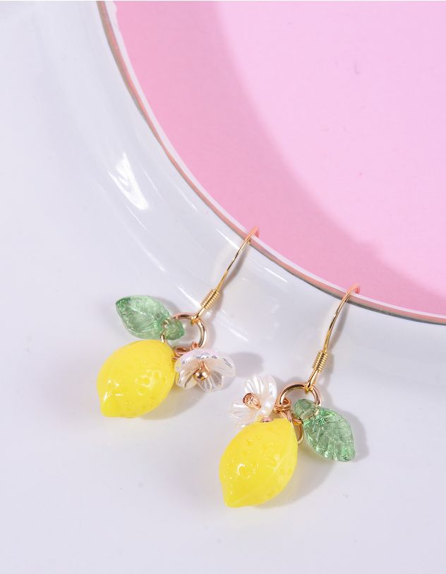 Сережки у вигляді лимона з квіткою | 266347-04-XX - A-SHOP