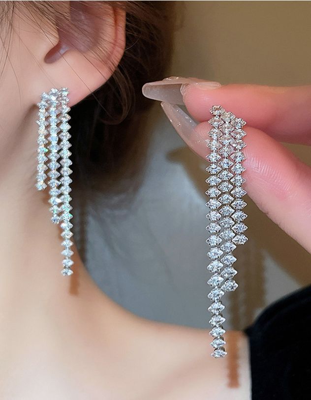 Сережки довгі зі страз | 268777-05-XX - A-SHOP