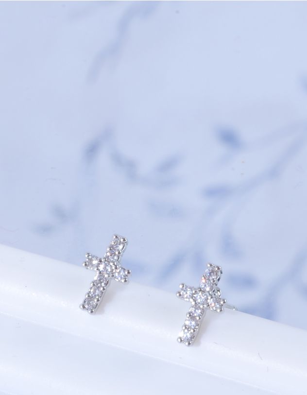 Сережки пусети у вигляді хреста | 263472-05-XX - A-SHOP