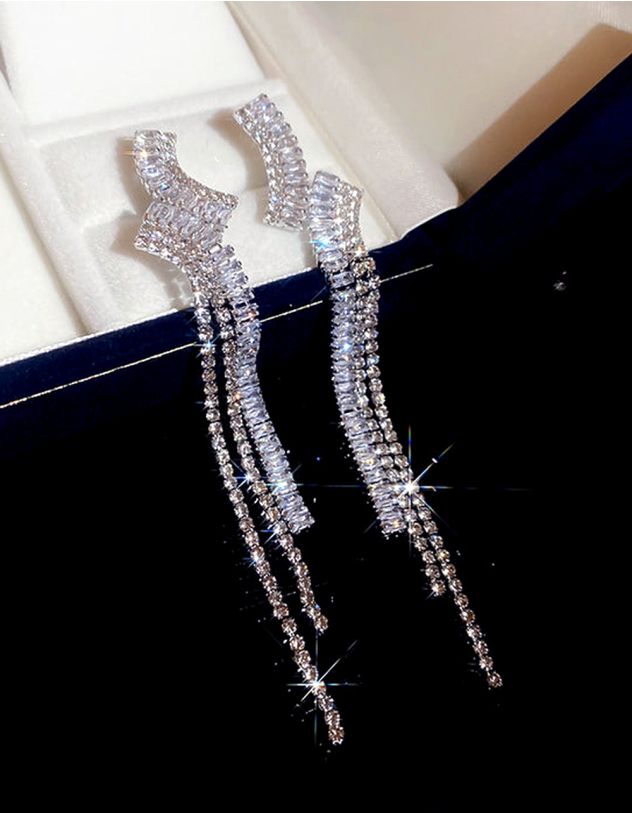 Сережки довгі зі страз | 268437-05-XX - A-SHOP