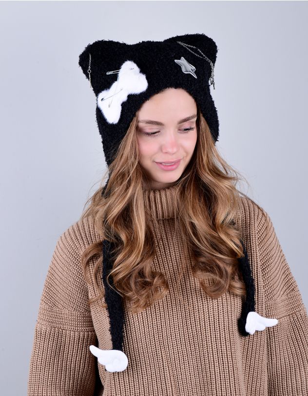Шапка вушанка з ланцюжками на вушках та булавками | 264240-02-XX - A-SHOP