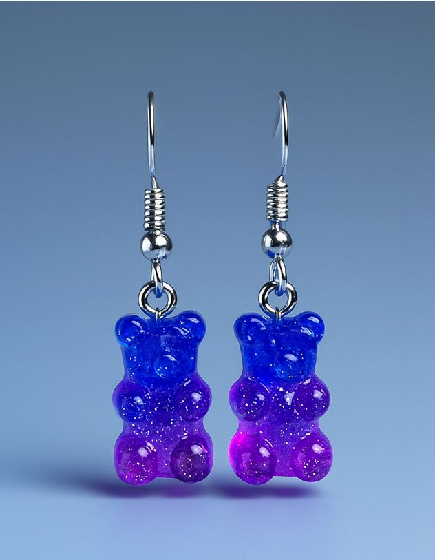 Сережки у вигляді желейних ведмедиків з блискітками | 244150-30-XX - A-SHOP