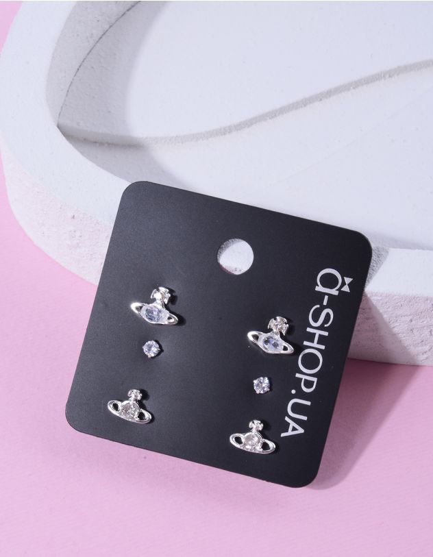 Сережки пусети у вигляді Сатурна | 263403-05-XX - A-SHOP