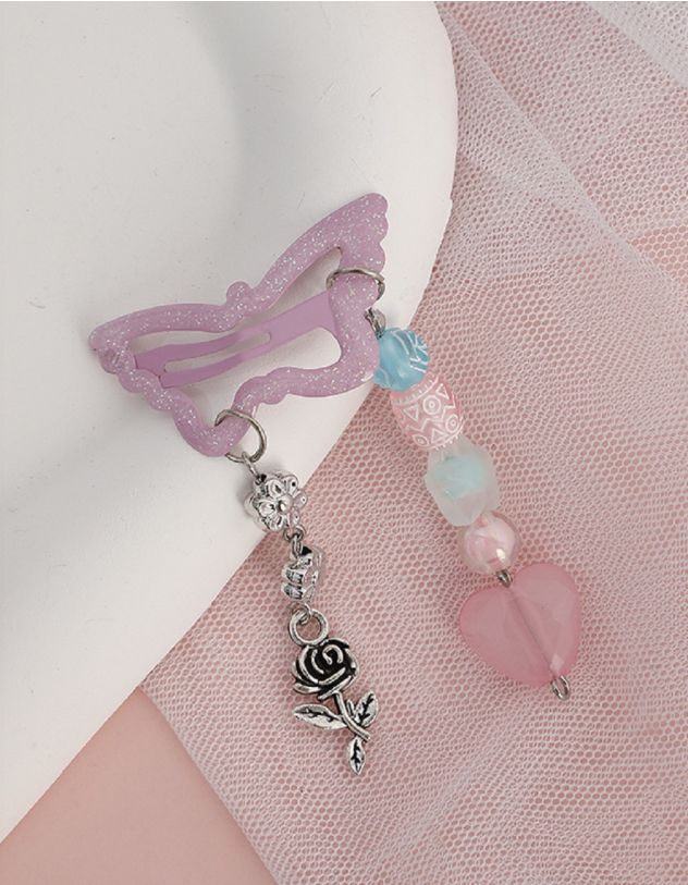 Заколка для волосся у вигляді метелика з намистинами та перлинами на підвісі | 260774-14-XX - A-SHOP