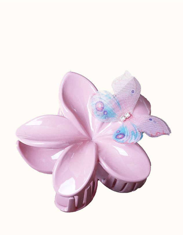 Заколка для волосся крабік у вигляді квітки з метеликом | 265998-14-XX - A-SHOP