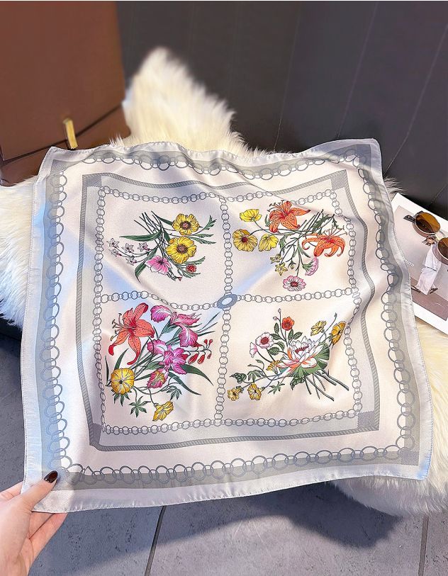 Хустка на шию з квітковим принтом | 265380-29-XX - A-SHOP