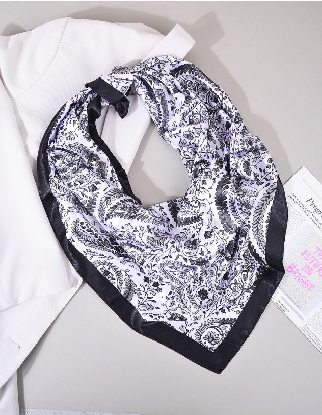 Хустка на шию з квітковим принтом | 265054-02-XX - A-SHOP