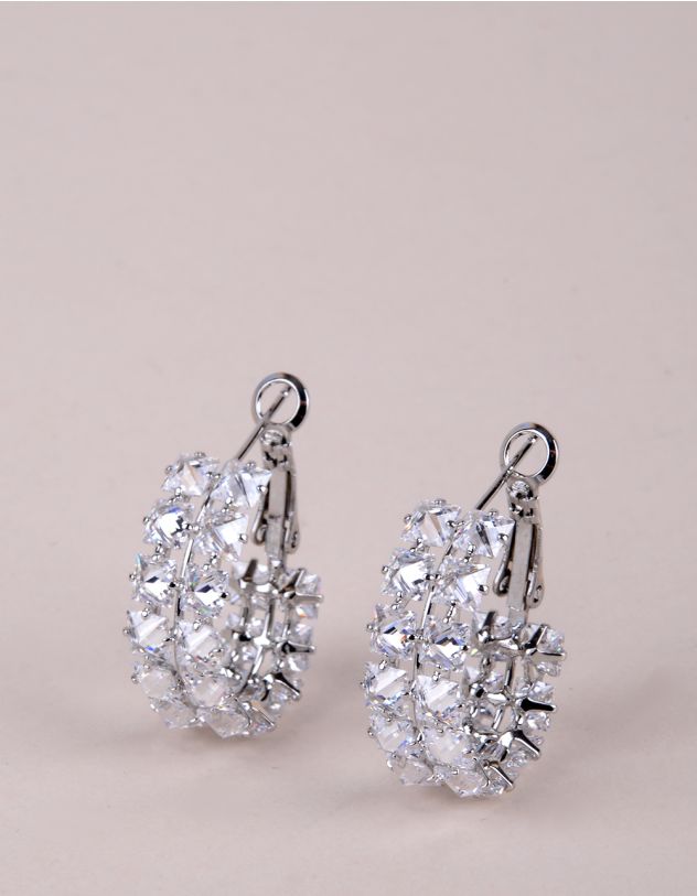Сережки кільця широкі з кристалом | 269315-05-XX - A-SHOP