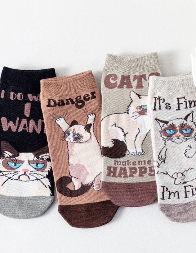 Шкарпетки з принтом котика | 264778-34-XX - A-SHOP