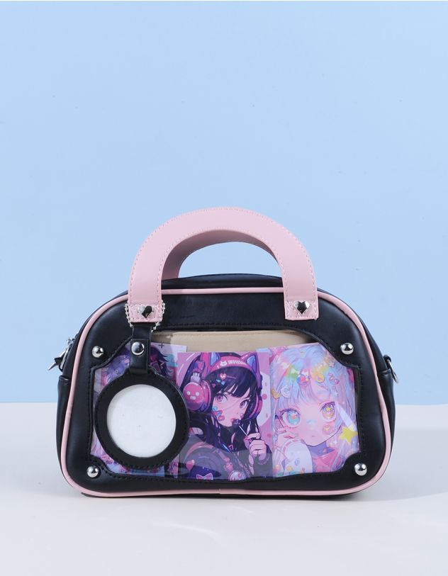 Сумка на довгому ремінці з фурнітурою у вигляді сердець | 262327-02-XX - A-SHOP