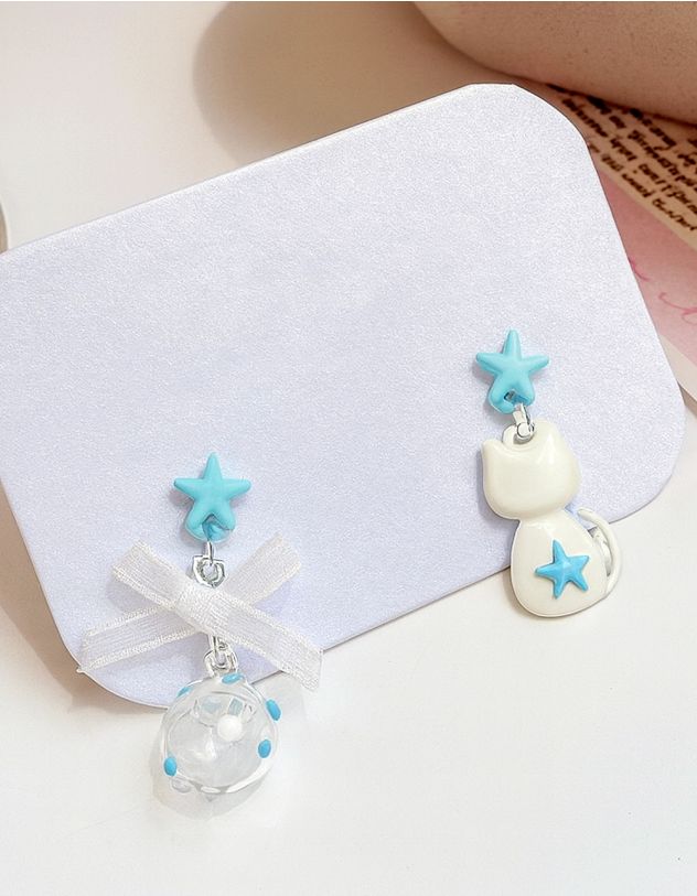 Сережки з котиком та бантом | 261782-18-XX - A-SHOP