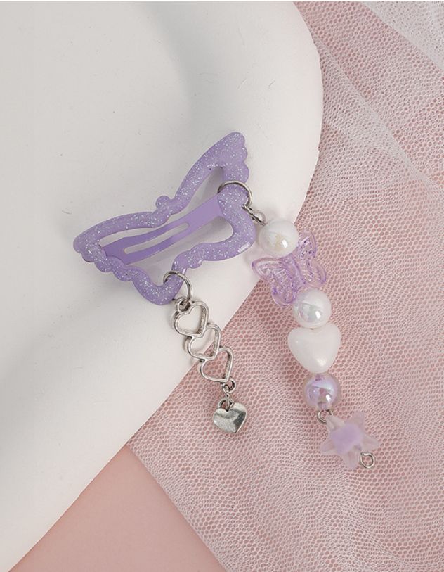 Заколка для волосся у вигляді метелика з намистинами та перлинами на підвісі | 260774-03-XX - A-SHOP