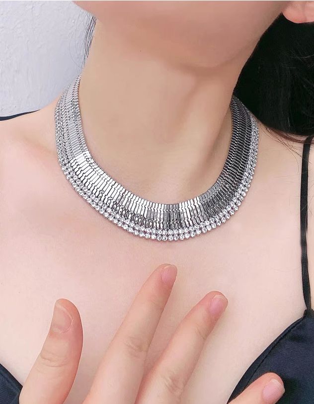 Підвіска на шию широка зі стразами | 268366-05-XX - A-SHOP
