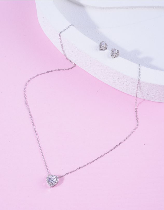 Комплект із підвіски на шию з кулоном у вигляді серця та сережок | 265260-05-XX - A-SHOP