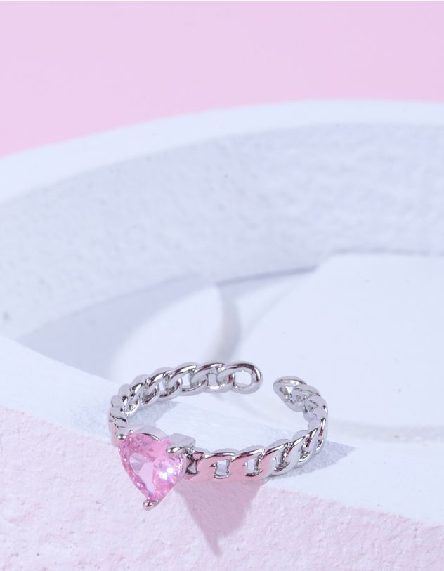 Кільце у вигляді ланцюжка з серцем | 263654-70-37 - A-SHOP