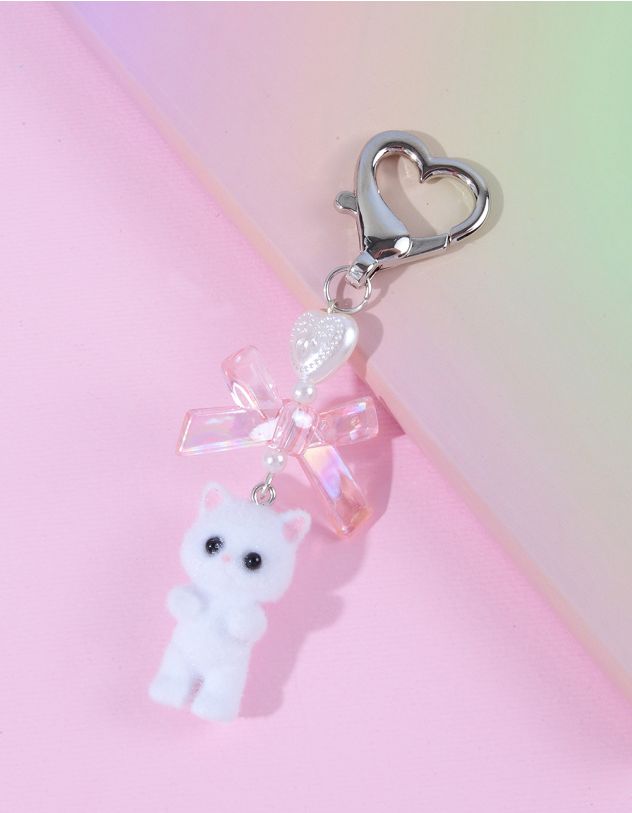 Брелок у вигляді котика з бантом та серцем | 264708-01-XX - A-SHOP