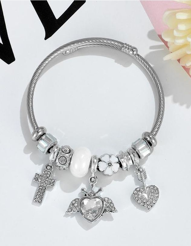 Браслет на руку з підвіскою у вигляді серця та хреста | 267455-05-XX - A-SHOP