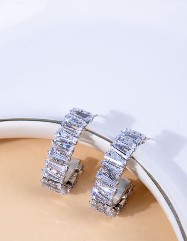 Сережки півкільця з кристалом | 266724-05-XX - A-SHOP