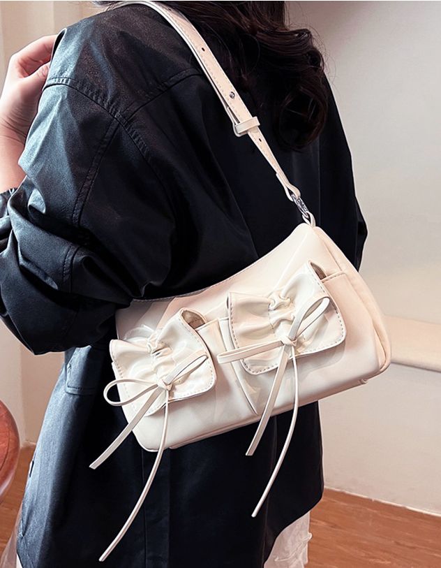 Сумка багет з бантом на кишені | 265310-40-XX - A-SHOP