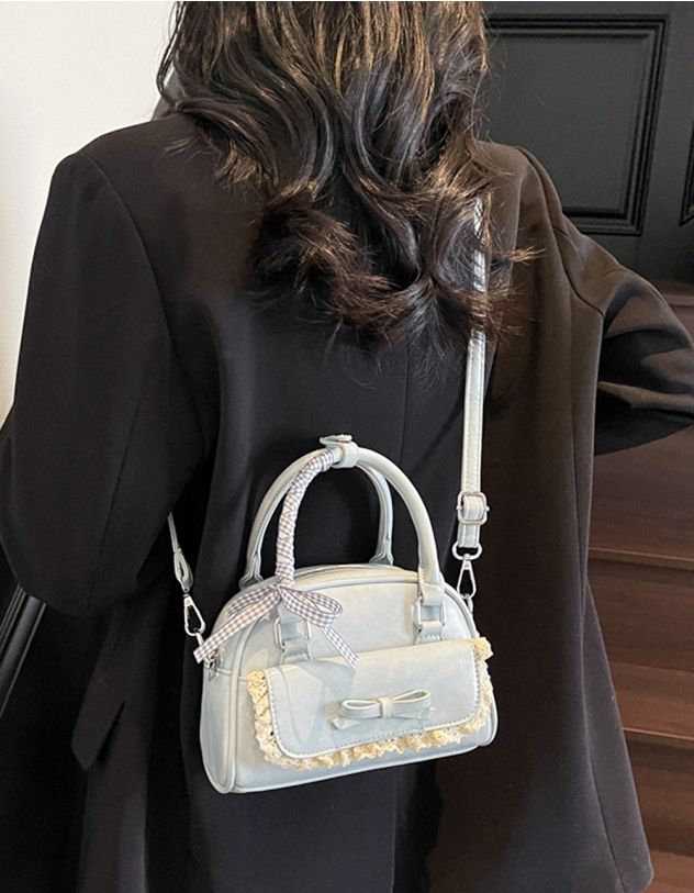 Сумка кросс боді з мереживом та бантом у клітинку | 264681-18-XX - A-SHOP