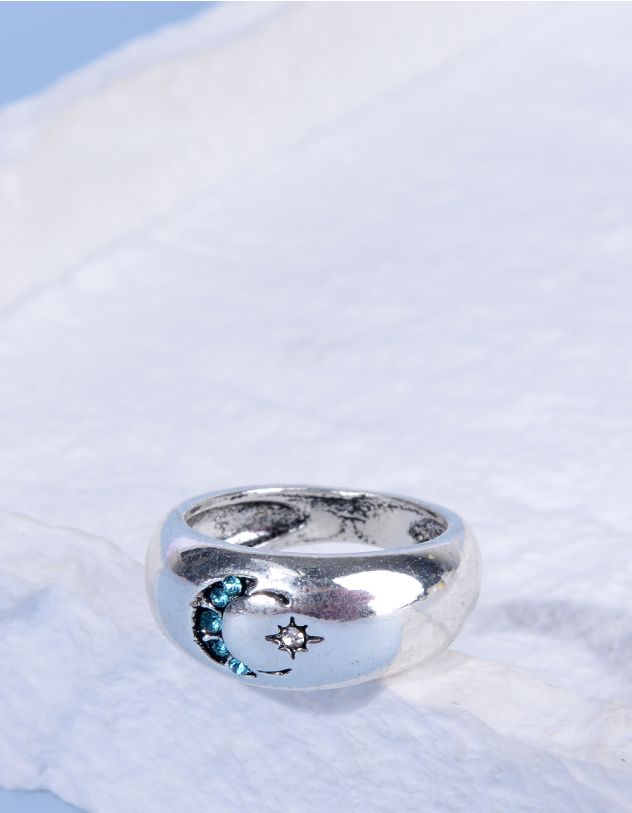 Кільце широке з зображенням півмісяця та зірки | 259398-64-37 - A-SHOP