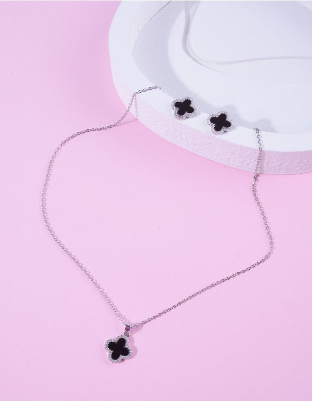 Комплект із підвіски на шию та сережок у вигляді конюшини | 265367-07-XX - A-SHOP