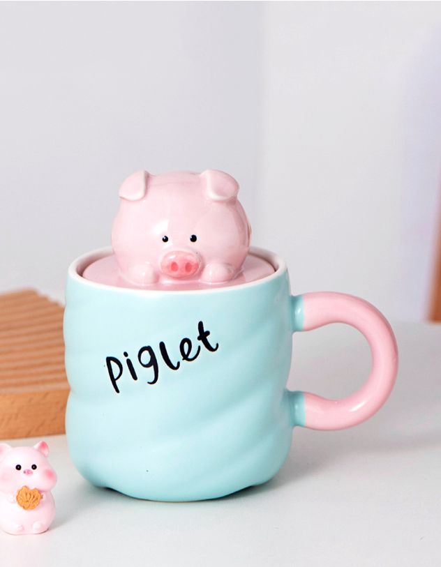 Чашка 400мл з поросям на кришці | 264533-18-XX - A-SHOP