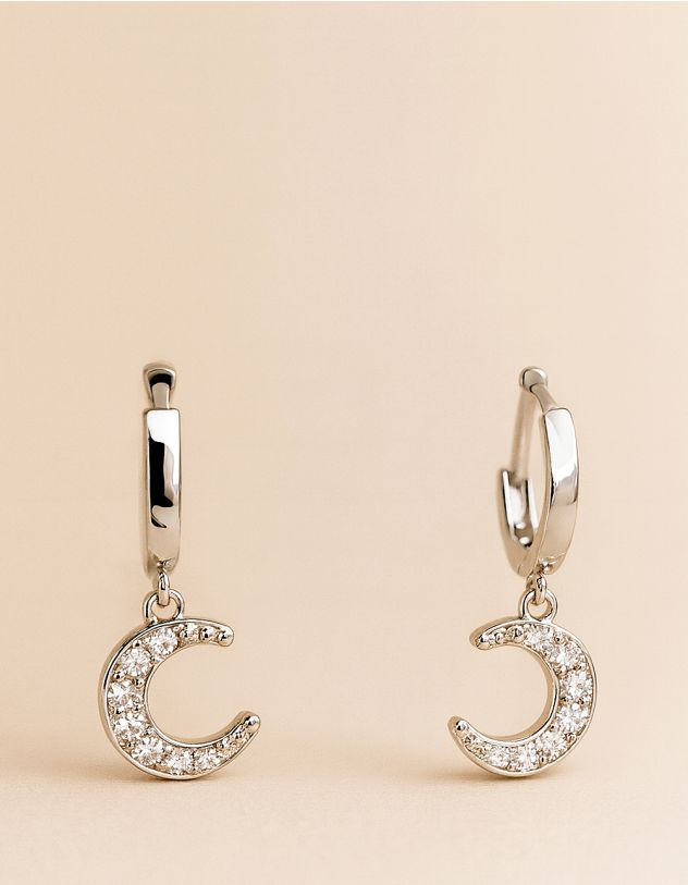 Сережки з підвіскою у вигляді півмісяця | 265214-05-XX - A-SHOP