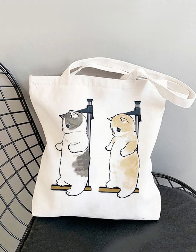 Сумка шопер з принтом котика | 264625-22-XX - A-SHOP