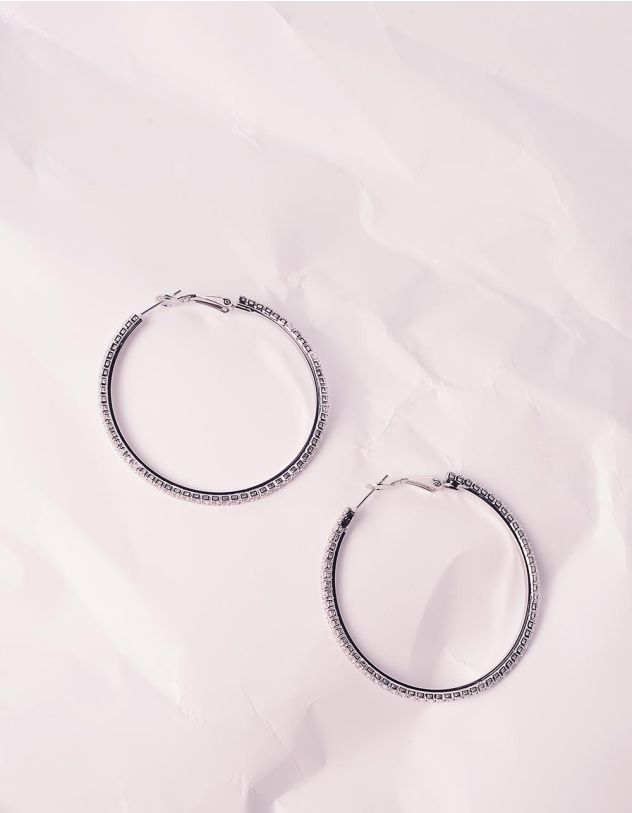 Сережки кільця інкрустовані стразами | 241156-06-XX - A-SHOP