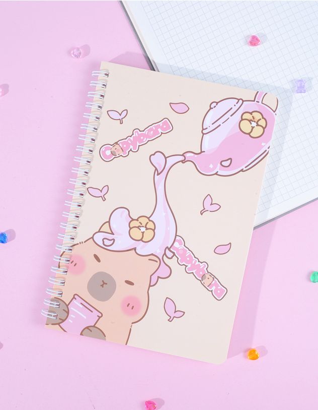 Блокнот у лінію з принтом капібари | 263554-40-XX - A-SHOP