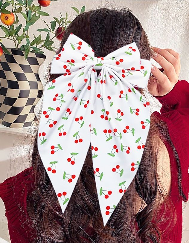 Заколка для волосся бант з принтом вишень | 268262-01-XX - A-SHOP