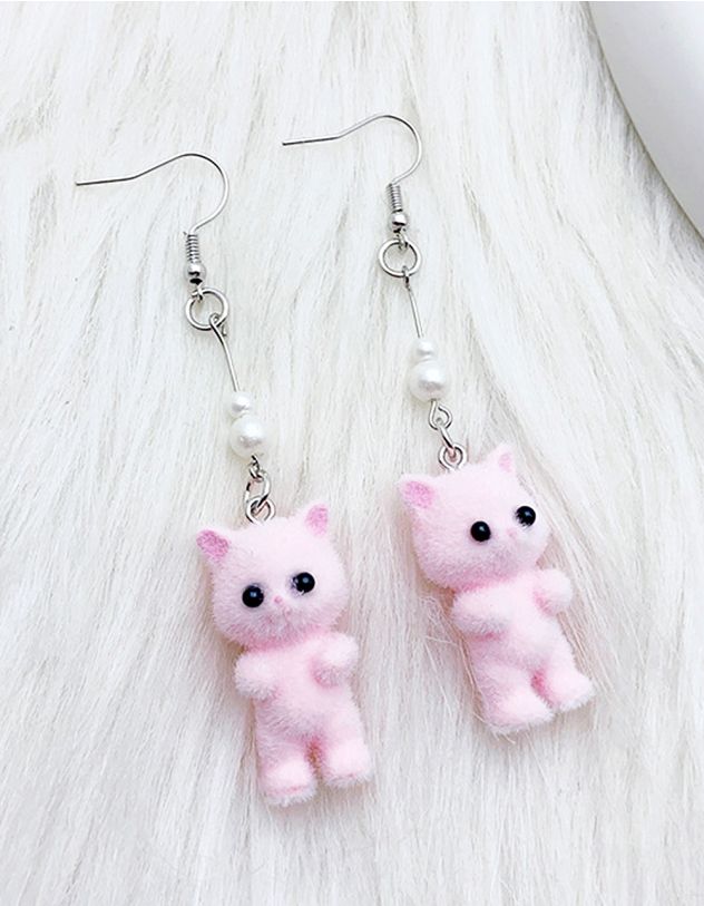 Сережки у вигляді котика з перлинами | 266081-14-XX - A-SHOP
