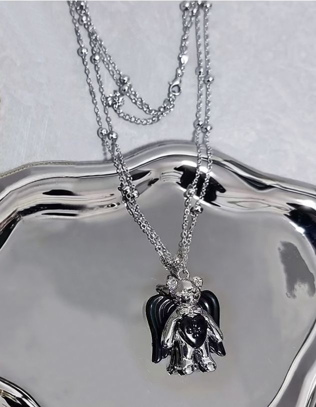 Підвіска на шию з кулоном у вигляді ведмедика з крилами | 266267-05-XX - A-SHOP