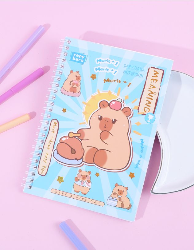 Блокнот у лінію з принтом капібари | 262159-18-XX - A-SHOP