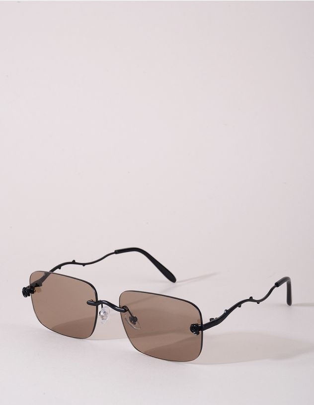 Окуляри сонцезахисні квадратні з трояндою на дужках | 266637-34-XX - A-SHOP