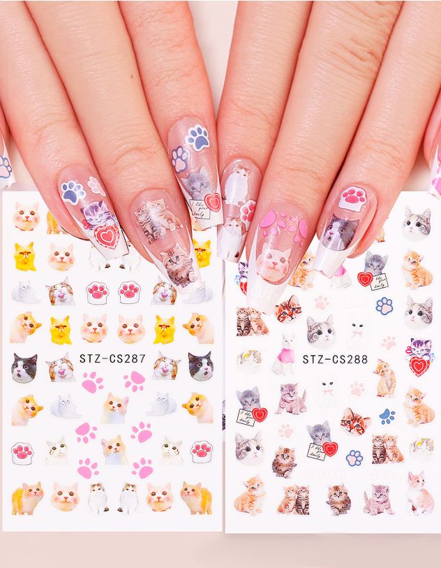 Наліпки на нігті з зображенням котика | 266420-01-XX - A-SHOP