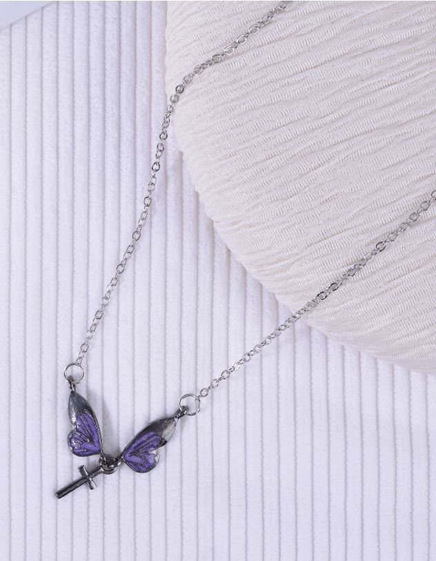 Підвіска на шию з метеликом та хрестом | 264693-63-XX - A-SHOP