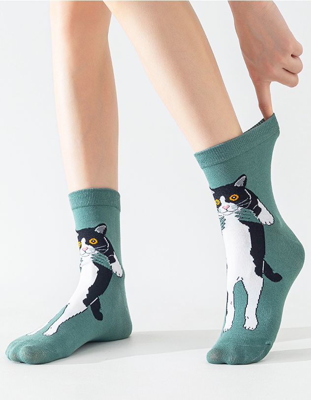Шкарпетки з принтом кота | 265608-32-XX - A-SHOP