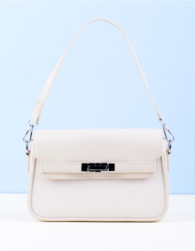 Сумка на плече з фурнітурою на клапані | 265690-01-XX - A-SHOP